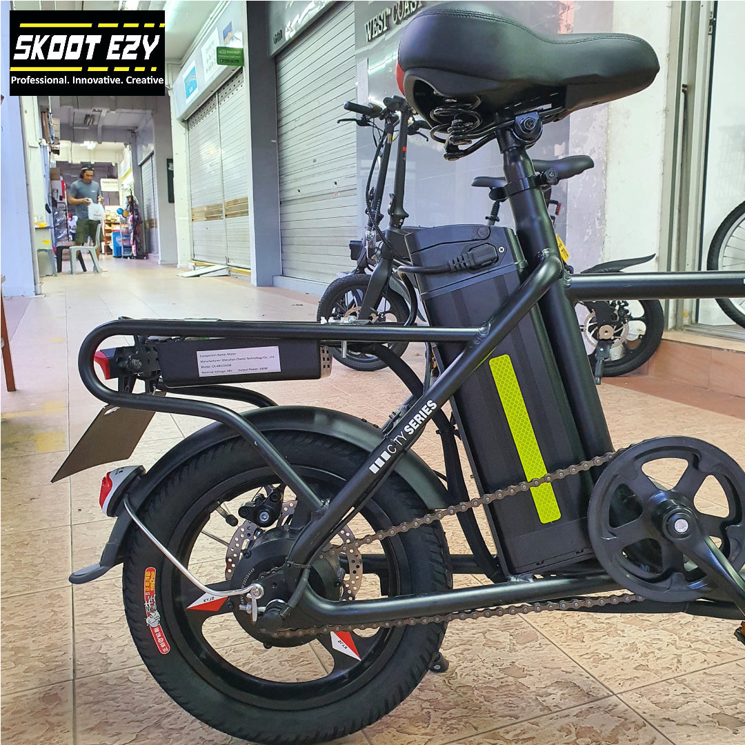 For that smooth ride, a 14 by 2.125-inch tire attached well to an Eco Drive Mini electric bicycle. Allow it to work hard for you while you ride or deliver your goods, giving you peace of mind. For that smooth ride, a 14 by 2.125-inch tire attached well to an Eco Drive Mini electric bicycle. Allow it to work hard for you while you ride or deliver your goods, giving you peace of mind