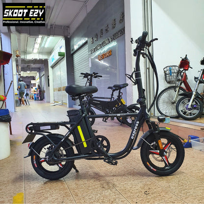 For that smooth ride, a 14 by 2.125-inch tire attached well to an Eco Drive Mini electric bicycle. Allow it to work hard for you while you ride or deliver your goods, giving you peace of mind. For that smooth ride, a 14 by 2.125-inch tire attached well to an Eco Drive Mini electric bicycle.          Allow it to work hard for you while you ride or deliver your goods, giving you peace of mind