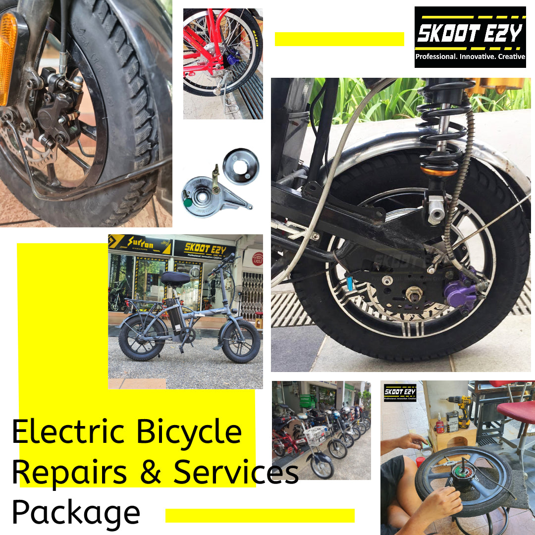 This is a one-of-a-kind package that includes all-electric bicycle services offered by Skoot Ezy. Visit us to learn more about our repair and maintenance services. The cost of services begins at $80. Pay using Grab PayLater or PayNow.