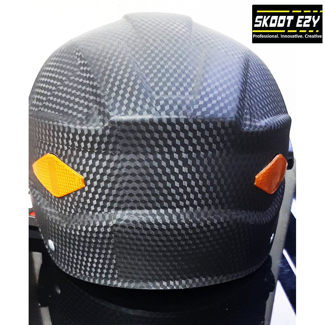This black half helmet is made from Acrylonitrile Butadiene Styrene (ABS) impact resistant thermoplastic. The ABS material is an excellent choice for a helmet because it can withstand extreme temperatures without warping or cracking.