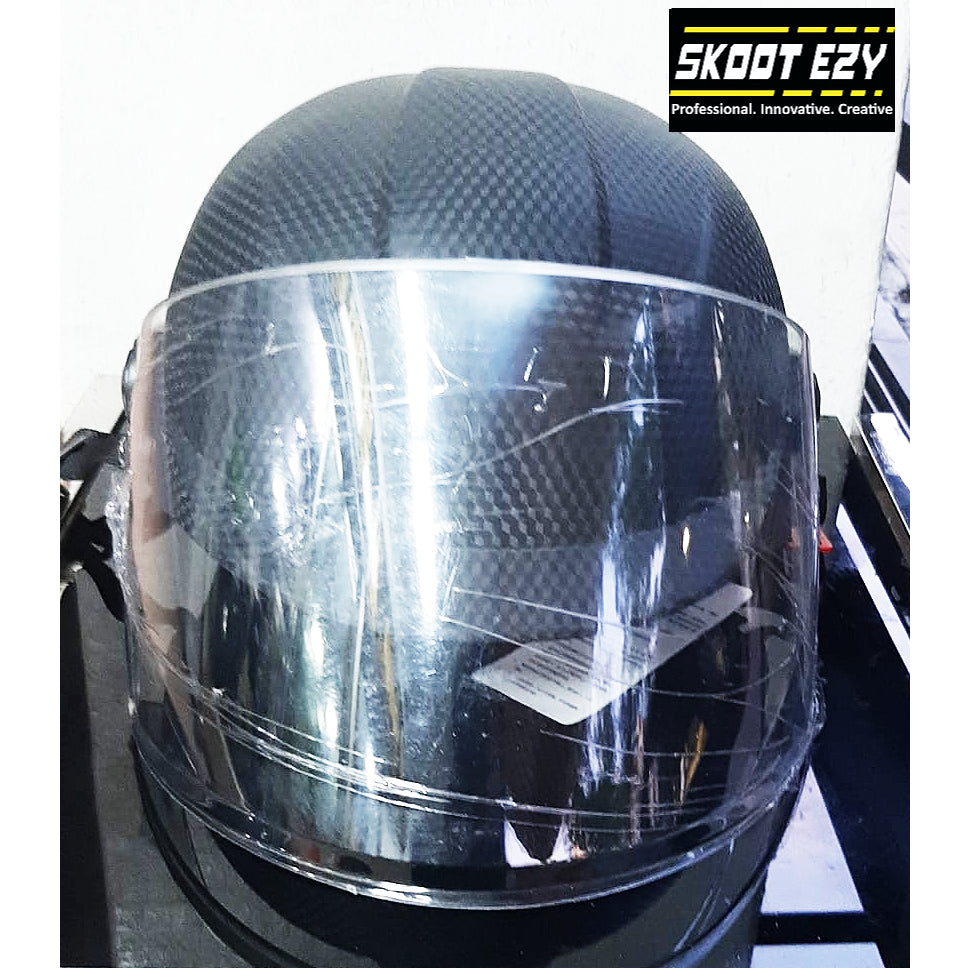 This black half helmet is made from Acrylonitrile Butadiene Styrene (ABS) impact resistant thermoplastic. The ABS material is an excellent choice for a helmet because it can withstand extreme temperatures without warping or cracking.