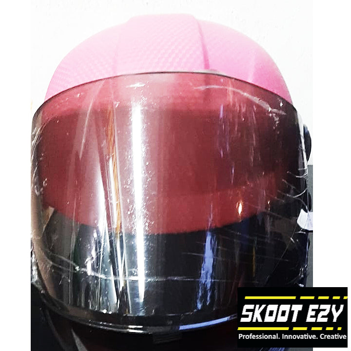 This pink half helmet is made from Acrylonitrile Butadiene Styrene (ABS) impact resistant thermoplastic. The ABS material is an excellent choice for a helmet because it can withstand extreme temperatures without warping or cracking.